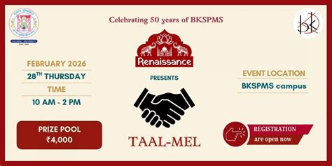 TAAL MEL (Power Pair) (2 Members per Team) Tickets, BK School of ...