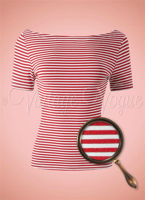 Verboden 50s Retro Gestreept Shirt "Sweet Candy Jersey Top" in Rood en ...