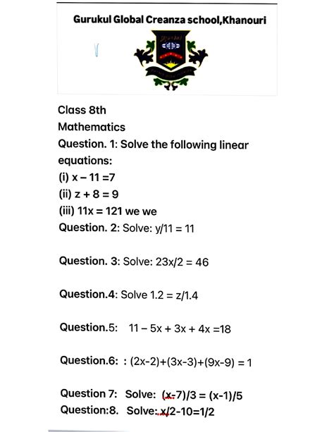 Class 8th Mathematics Test - Chapter 7 Solutions - Studocu
