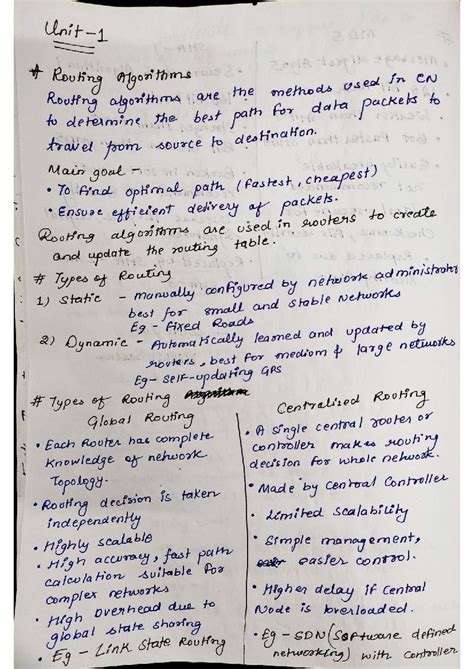 CN 2 Unit 1: Comprehensive Notes on Routing Algorithms - Studocu