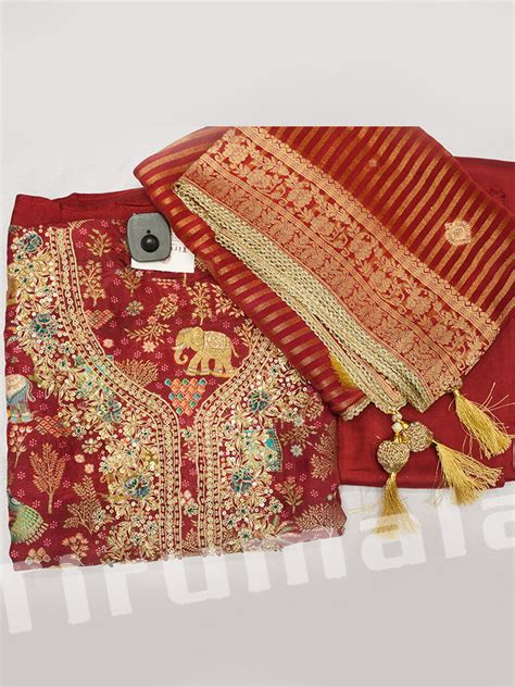 Red Jakat Silk Animal Suit – Tirumala Designers