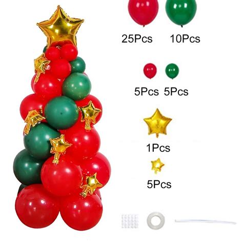 Red And Green Balloon Christmas Tree Set Diy Festive Decor For Your