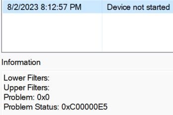 Kernel driver for ACPI node load fail as Code 12 (0xC00000E5 ...