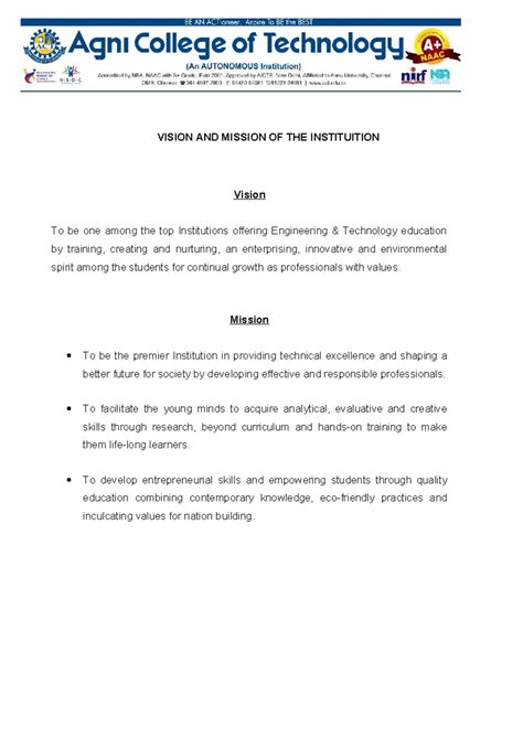 Vision and Mission of the Institution and Department in EEE - Studocu