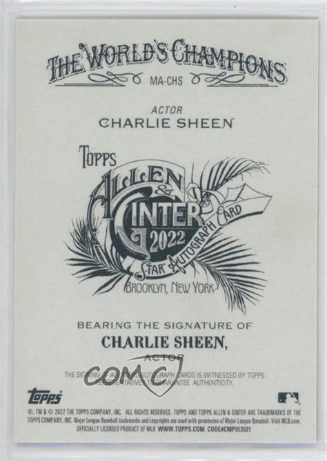 Topps Allen Ginter Full Size Non Baseball Charlie Sheen Ma Chs Auto Ebay