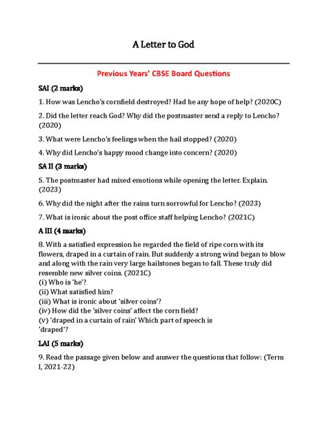 English PYQ Notes: A Comprehensive Guide for CBSE (2023) - Studocu