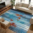 5x7 Area Rugs, Blue Red Non-Skid Rubber Backing Large Rectangle Rugs ...
