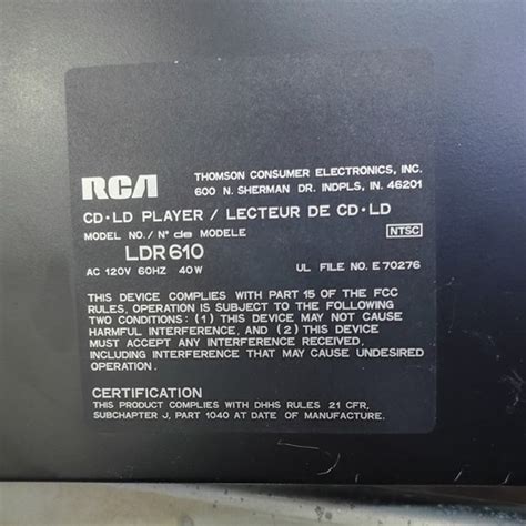 RCA LDR610 LaserDisc CD-LD Player Home Theater Model LDR610 Laserdisc ...