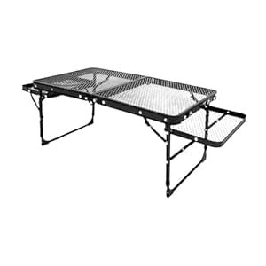 Matiko Adjustable Height Folding Camping Table, Portable Metal Mesh ...