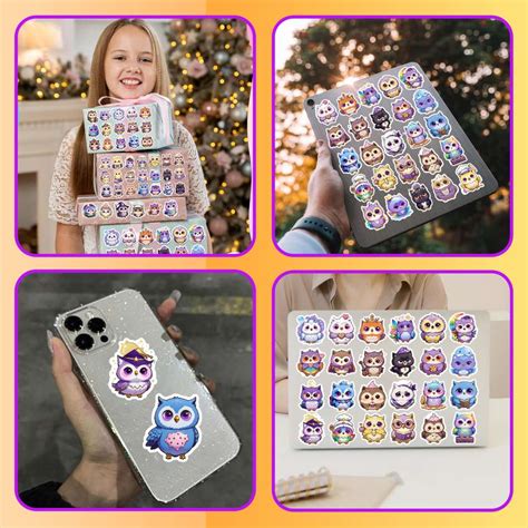 ClassyParadise 3.62 cm Cute Kawaii Owl Cartoon Vinyl Stickers for ...