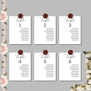 Editable Wedding Seating Chart Template, Minimalist Table Numbers ...