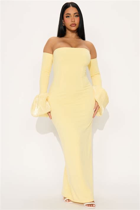 Chic Conflict Off Shoulder Maxi Dress - Butter Yellow | Fashion Nova