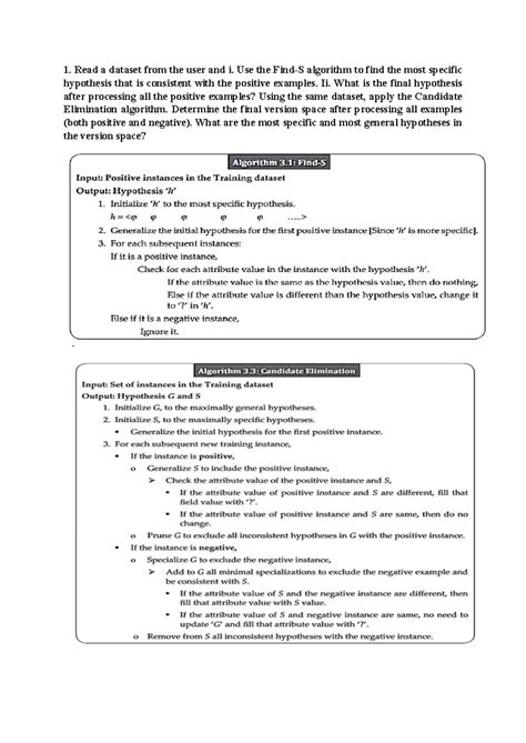 ML1-Find S & Candidate elimination - artificial intelligence and ...