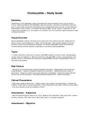 Comprehensive Study Guide on Cholecystitis and Management | Course Hero