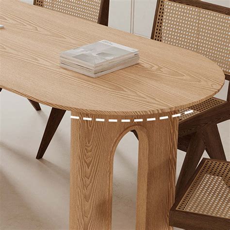 Eira Arch Oval 6 Seater Dining Table Natural Oak Finish Arched Panel ...