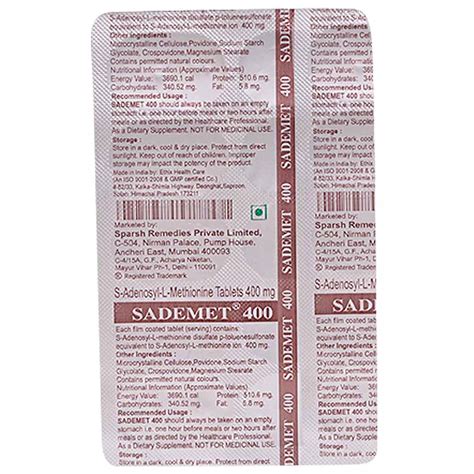 Sademet 400 Tablet | Uses, Side Effects, Price | Apollo Pharmacy