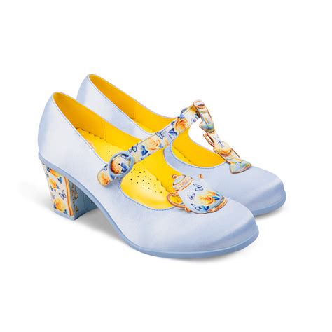 Mary Jane Mid-Heel Pumps – Blue Tea Print – Hot Chocolate Design