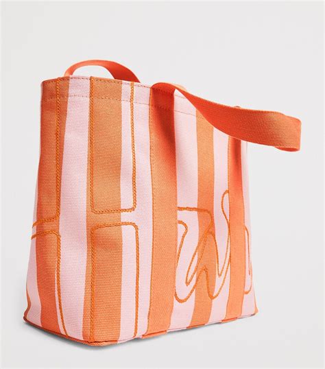 Harrods Pink Mini Cotton Stripe Logo Tote Bag | Harrods IN