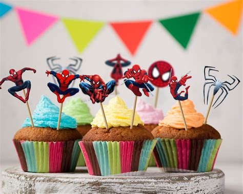 Spiderman Theme Characters Cup Cake Topper – Party Supplies India
