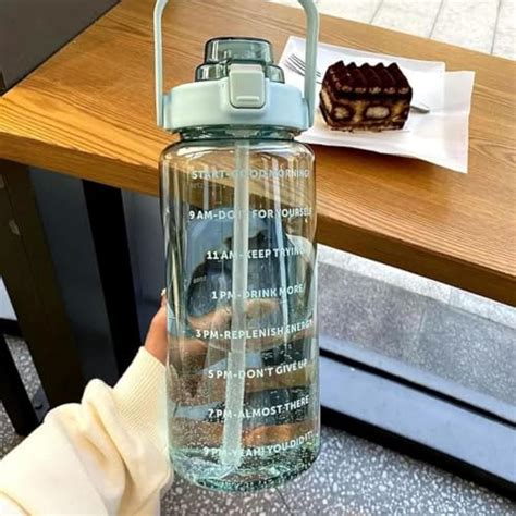 Price History of 2 L Capacity Belt Straw Transparent Motivational Water ...