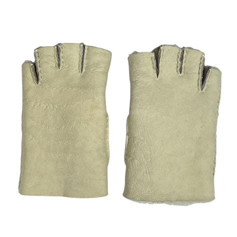 Sheepskin Gloves Ivory | Fingerless Gloves by Owen Barry - Owen Barry