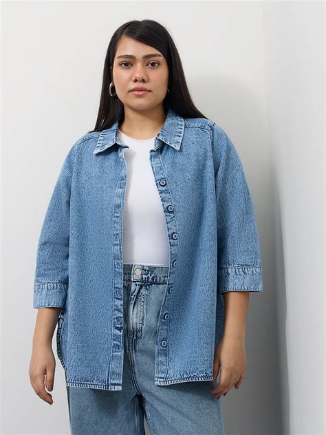 Buy Gia Blue Denim Acid Wash Shirt from Westside – Westside Global