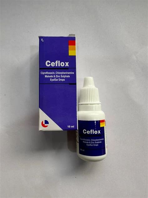 0.3% W/V CEFLOX Ciprofloxacin,Chlorpheniram Maleate & Zinc Sulphate Eye ...