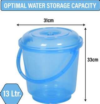 Heart Home Bathroom Bucket with Handle & Lid|13 LTR|SUPER-013|Pack of 4 ...