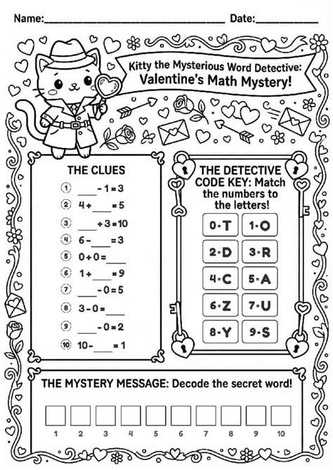 Valentine's Day Math Code Breakers | No Prep Addition & Subtraction to 10