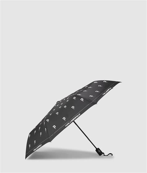 Ikon all-over-print umbrella | Black | Women | KARL LAGERFELD