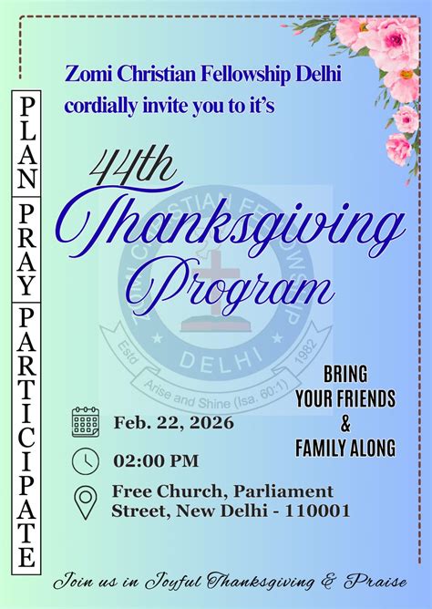 ZCF Delhi 44th Thanksgiving Program 2026 ~ KHALVONTAWI - Voice of the ...