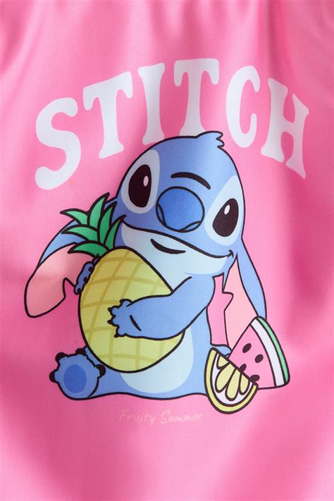 Pink/Lilo & Stitch Printed knot-detail swimsuit for kids | H&M IN