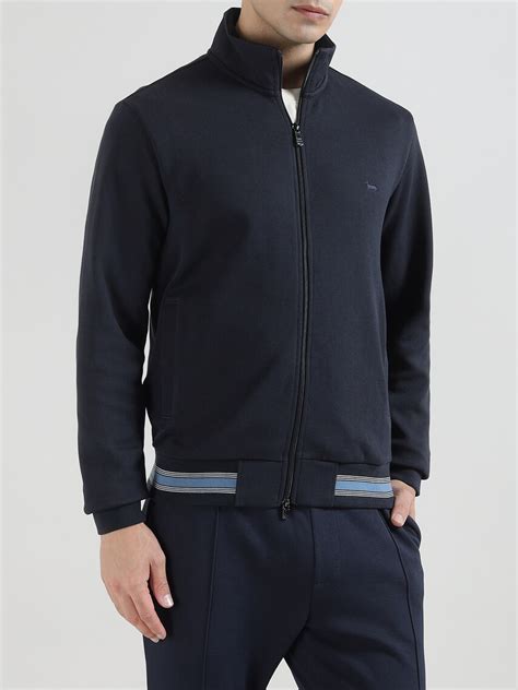 Buy Harmont & Blaine Men Navy Contrast Colour Hem Zip-Through Jacket ...