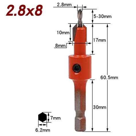 Drill Bit Countersink for Woodworking with Carbide Tip and Hex Shank ...