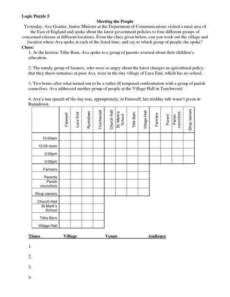 Easy Printable Logic Problems