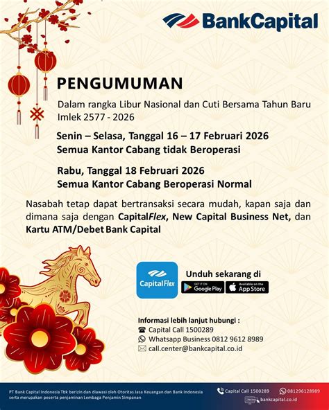 Pengumuman dalam rangka Libur... - Bank Capital Indonesia | Facebook