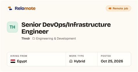 Senior DevOps/Infrastructure Engineer at Thndr | Relomote
