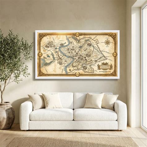 Mapa Vintage da Roma Antiga em Tela, Arte de Parede Roma Antiqua, Mapa ...