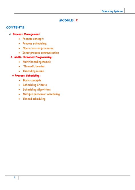 Operating Systems 21CS44: Process Management Overview - Studocu