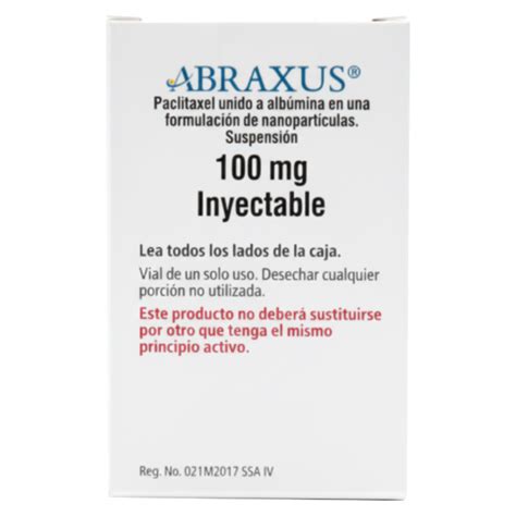 Abraxus 100 mg Con 1 Frasco Ámpula Paclitaxel Precio Vida Farmacias
