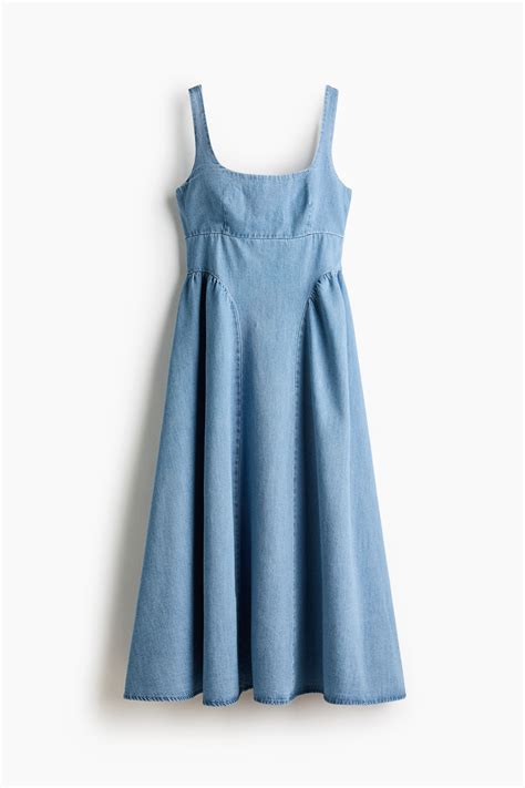 Flared-skirt denim dress - Light denim blue - Ladies | H&M IN