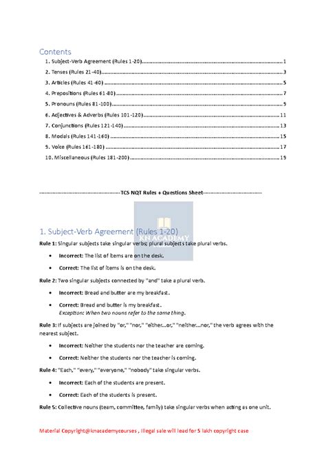 Verbal Ability Rules NQT: Comprehensive Guide to Grammar and Usage ...