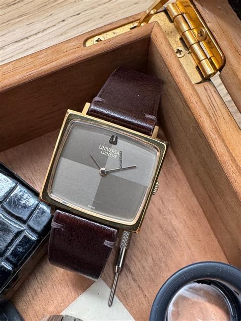 Universal Genève Vintage Gold Plated Square case - Rare mosaic... for ...