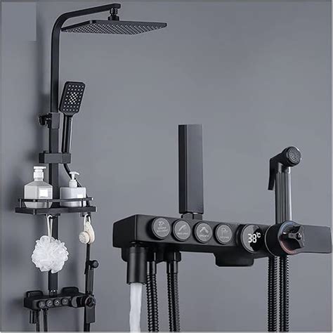 Shower Display Thermostatic Black Bath And Shower Faucet Set Bath Tub