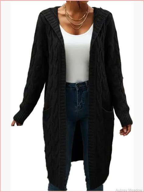 Sweaters | Open Front Long Cable Knit Cardigan Sweater With Pockets ...