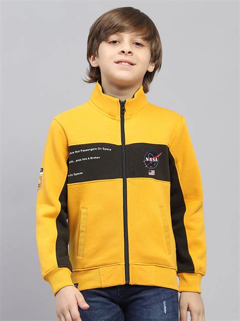 Buy Boys Yellow Printed Mock Neck Full Sleeve Sweatshirt Online in ...