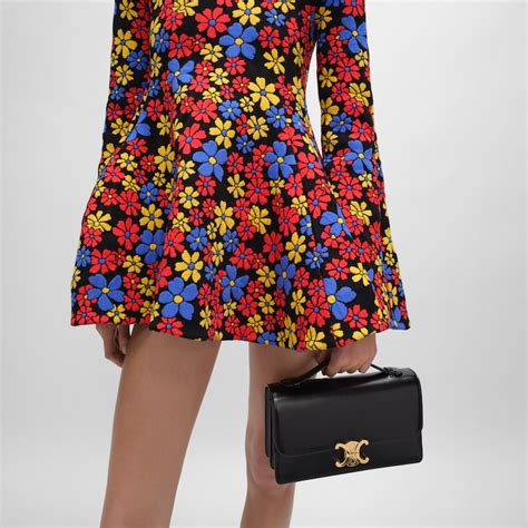 MEDIUM TRIOMPHE FOLIO IN SHINY CALFSKIN - BLACK | CELINE