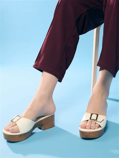 Buy Now Womens White Party Wear Solid Round Toe Platform Heel Sandals