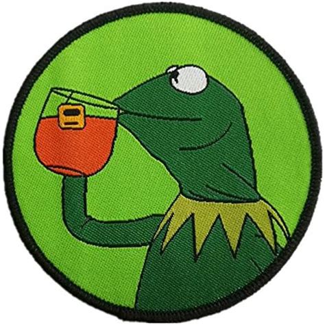 Kermit None My Business Frog Sipping Tea Patches Embroidery Applique ...