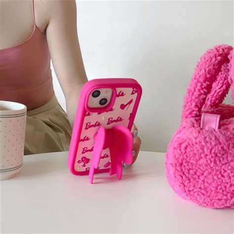 3D Cartoon Bow Bracket Luxury Girl Gift Cute Pink Barbie Case For ...